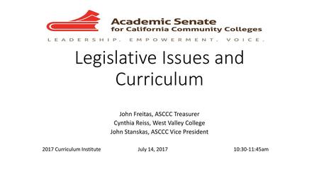 Legislative Issues and Curriculum