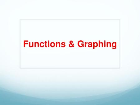 Functions & Graphing.