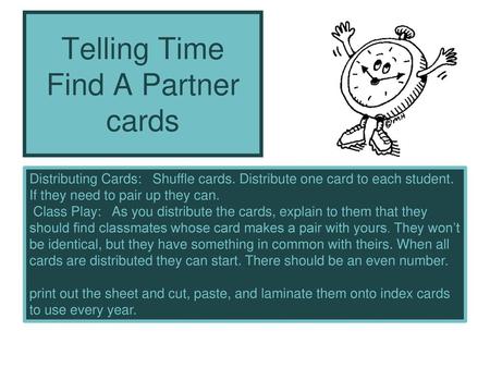 Telling Time Find A Partner cards