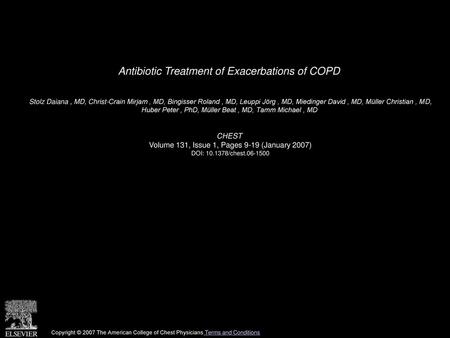 Antibiotic Treatment of Exacerbations of COPD