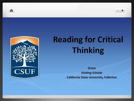 Reading for Critical Thinking