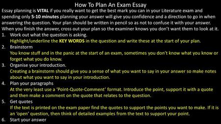 How To Plan An Exam Essay