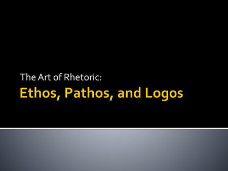 The Art of Rhetoric: Ethos, Pathos, and Logos.