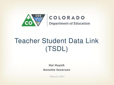 Teacher Student Data Link (TSDL)