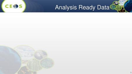 Analysis Ready Data ..