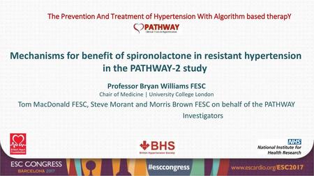 The Prevention And Treatment of Hypertension With Algorithm based therapY Mechanisms for benefit of spironolactone in resistant hypertension in the PATHWAY-2.