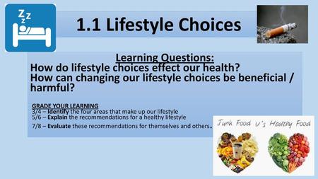 1.1 Lifestyle Choices Learning Questions:
