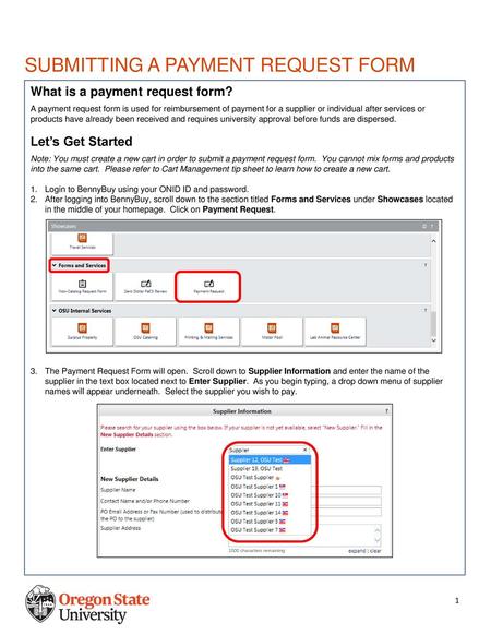 SUBMITTING A PAYMENT REQUEST FORM