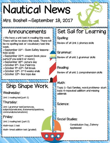 Nautical News Ship Shape Work Announcements Set Sail for Learning