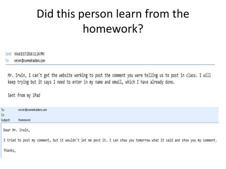 Did this person learn from the homework?