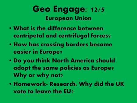 Geo Engage: 12/5 European Union