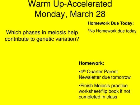 Warm Up-Accelerated Monday, March 28