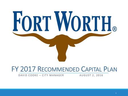 FY 2017 Recommended Capital Plan