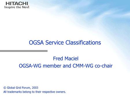OGSA Service Classifications