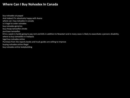 Where Can I Buy Nolvadex In Canada