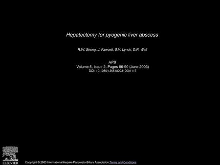 Hepatectomy for pyogenic liver abscess