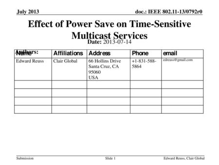 Effect of Power Save on Time-Sensitive Multicast Services