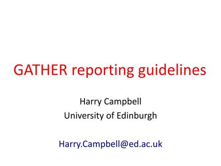 GATHER reporting guidelines