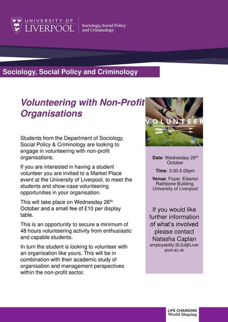 Volunteering with Non-Profit Organisations