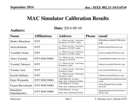 MAC Simulator Calibration Results