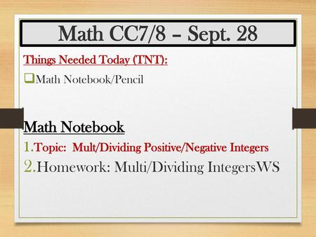 Math CC7/8 – Sept. 28 Math Notebook