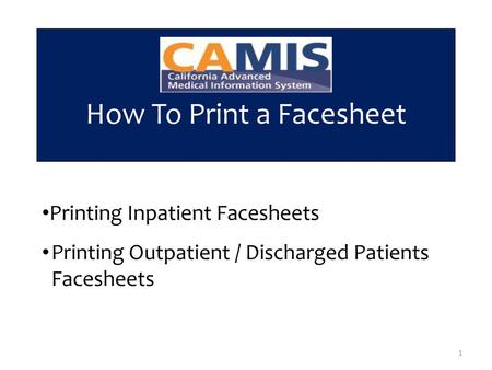 How To Print a Facesheet