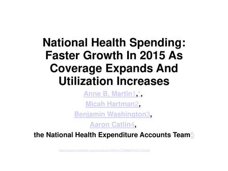 the National Health Expenditure Accounts Team5