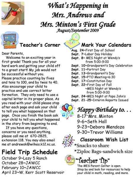 Mrs. Minton’s First Grade
