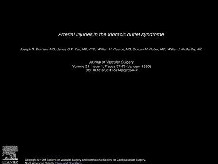 Arterial injuries in the thoracic outlet syndrome