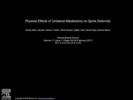 Physical Effects of Unilateral Mastectomy on Spine Deformity