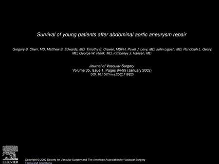 Survival of young patients after abdominal aortic aneurysm repair