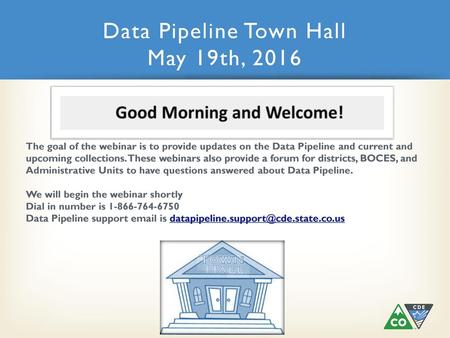 Data Pipeline Town Hall May 19th, 2016