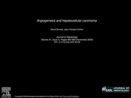 Angiogenesis and hepatocellular carcinoma