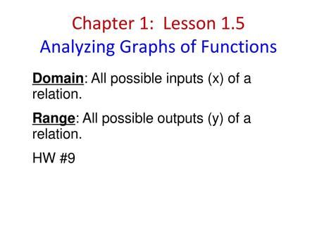 Chapter 1: Lesson 1.5 Analyzing Graphs of Functions