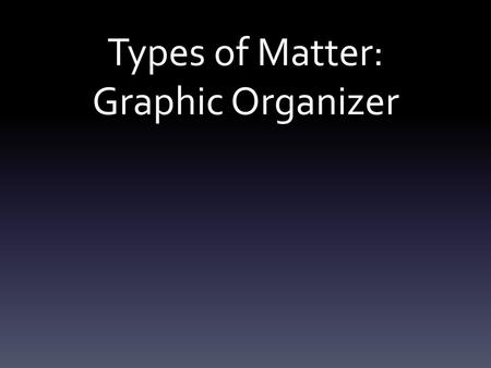 Types of Matter: Graphic Organizer