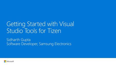 Getting Started with Visual Studio Tools for Tizen