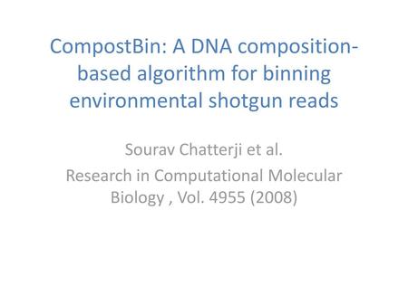Research in Computational Molecular Biology , Vol (2008)