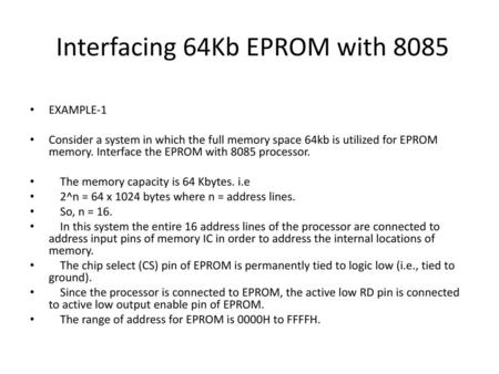 Interfacing 64Kb EPROM with 8085