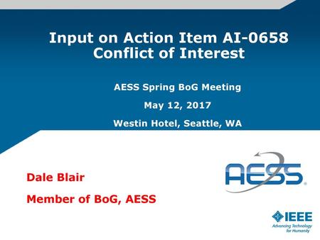 Input on Action Item AI-0658 Conflict of Interest