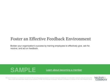 SAMPLE Foster an Effective Feedback Environment