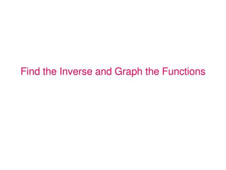 Find the Inverse and Graph the Functions