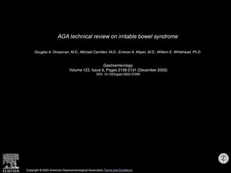 AGA technical review on irritable bowel syndrome