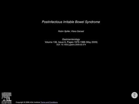 Postinfectious Irritable Bowel Syndrome