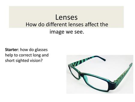 How do different lenses affect the image we see.