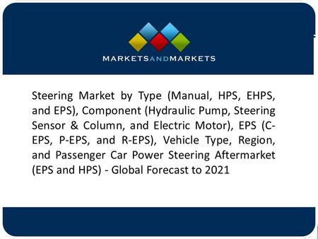 Steering Market by Type (Manual, HPS, EHPS, and EPS), Component (Hydraulic Pump, Steering Sensor & Column, and Electric Motor),