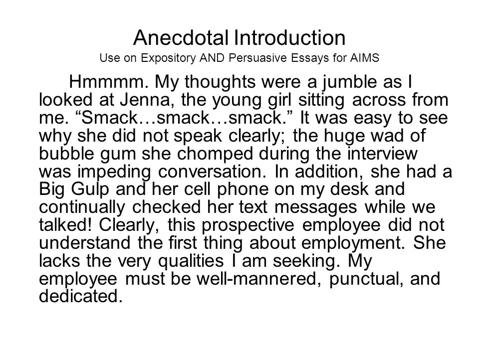 anecdotal introduction