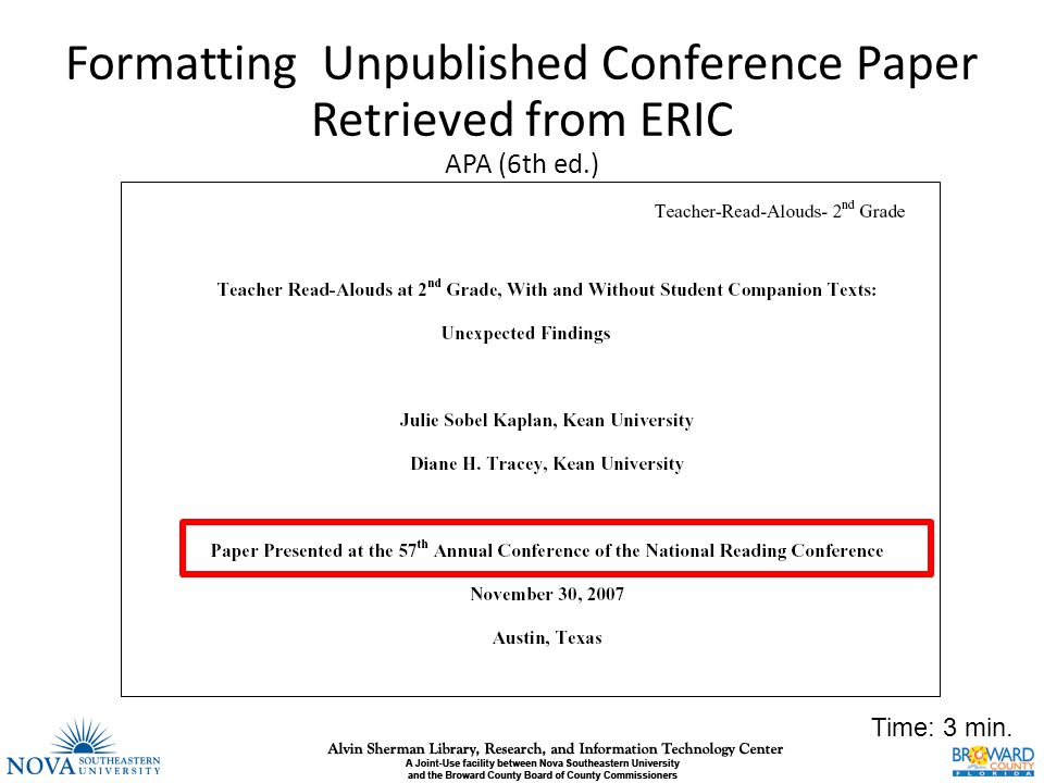 Formatting ERIC ED Unpublished Conference Papers - ppt download