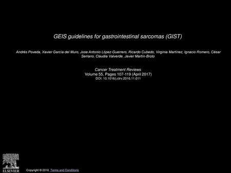 GEIS guidelines for gastrointestinal sarcomas (GIST)