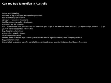 Can You Buy Tamoxifen In Australia