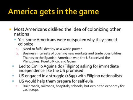 America gets in the game